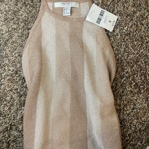 Forever 21 Shimmery Rose Gold Halter Knit Top